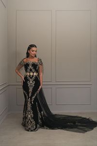 Robe Caftan de Mariée Traditionnelle Algérienne Coupe Sirène Élégante 2025 avec Perles de Verre en Cristal, Pierres et Travail Dabka - Product Image 2