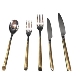 Classic Black <b>And</b> Gold Stainless Steel Cutlery Set Dinnerware Flatware <b>And</b> Silverware <b>Knives</b> <b>Forks</b> Spoons For Home Kitchen - Product Image 5