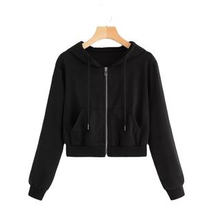 Womens hoodies & sweatshirts zipper custom <b>crop</b> top full <b>zip</b> cotton 100% fleece ladies manufacturing company sexy <b>hoodie</b> women - Product Image 1