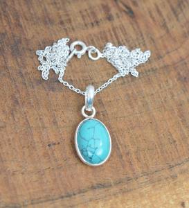 925 argent Sterling Turquoise pierres précieuses pendentif bijoux à la main en argent Boho Style pendentif bijoux pour femmes cadeau de mariage femme - Product Image 3