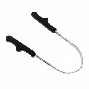 Limpiador raspador de lengua de metal de acero inoxidable ecológico portátil con mango de plástico para limpieza bucal - Product Image 1