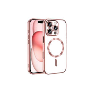 Étui de chargement sans fil ASMA Demre Luxury pour MagSafe pour iPhone 16 Pro Max, protection de l'appareil photo en or rose, style électroplaqué - Product Image 1