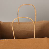 Sacs de shopping en papier kraft blanc et brun personnalisés en gros avec poignées, sacs à emporter pour la restauration