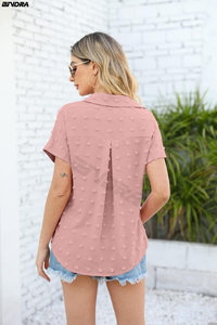 Camisa de manga corta informal personalizada para mujer para uso diario con bolsillos elegantes bordados para ropa de moda de verano e invierno 2024 - Product Image 5