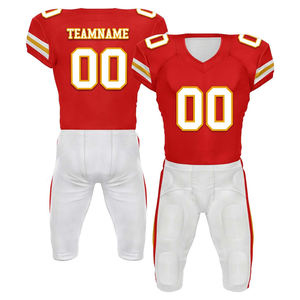 Uniforme de football américain de qualité supérieure, chemise rouge et short blanc, entraînement, équipe de club, ensemble d'uniformes de football américain - Product Image 1