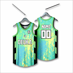 Maillots de basket-ball imprimés par sublimation personnalisée OEM avec tissu en maille 100% polyester à séchage rapide respirant et évacuant l'humidité - Product Image 1