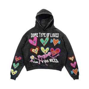 Sudadera con capucha extragrande lavada Vintage para hombre Heavyweight Fleece 3D Puff Print Custom Graphic Streetwear - Product Image 6