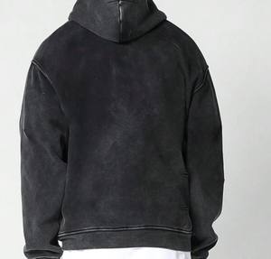 Pull à capuche lourd et surdimensionné 100% coton avec motif brodé pour hommes pour l'hiver vente en gros - Product Image 5
