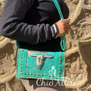 Bolso de cuero de piel metálica, bolso cruzado de estilo occidental, bolso de mano tallado con correa, bolso de estilo occidental - Product Image 1