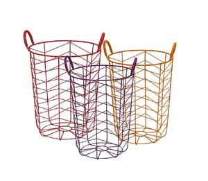 Vente en gros de paniers de rangement en fil métallique fini or rose avec poignées en vrac pour l'organisation de table du salon à la maison - Product Image 3