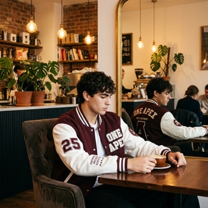 เสื้อแจ็คเก็ตสไตล์ Letterman ผ้าวูลผสมพรีเมียมแบบสั่งทำพิเศษสำหรับผู้ชาย ปักลายติดกระดุมแบบ Snap  สตรีทแวร์ แฟชั่นสไตล์วิทยาลัย  OEM ODM - Product Image 5