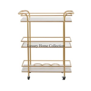 Mesa auxiliar decorativa de Metal para el hogar de diseñador de hojas con marco de Color dorado y tapa de cristal de forma redonda, suministros para muebles de sala de estar - Product Image 3