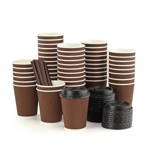 Taza de papel Kraft de pared ondulada de alta calidad personalizada de 16oz, opciones multicolores, logotipo personalizado resistente al calor para servir café caliente - Product Image 1