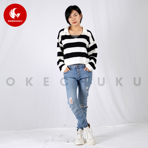 Pull à rayures en coton de haute qualité à manches longues Pull en coton tricoté pour hommes - Product Image 4