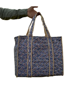 Sac fourre-tout en coton 100% matelassé de qualité supérieure ATITHI ART, fermeture à glissière, bandoulière/longues poignées - Écologique, réutilisable, personnalisable - Product Image 2