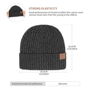 Gorro de lana Polar grueso térmico de invierno 100% gorro de calavera de lana patrón de lazos gorro de calavera de nieve de punto para hombres mujeres playa aplicable - Product Image 4