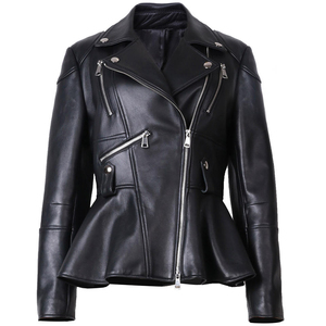 Meilleures ventes de vestes en cuir et toile pour femmes Vente en gros Impression de logo personnalisé épais Manches longues Enduit de peau de mouton Imperméable - Product Image 3