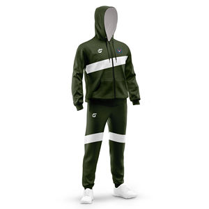 Ensemble de survêtements de sport personnalisés avec fermeture éclair, sweat à capuche et pantalon, tenue d'entraînement de gym pour hommes, OEM - Product Image 2