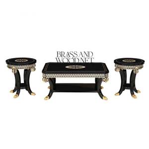 Ensemble de table basse et table d'appoint en bois noir de luxe - Product Image 1