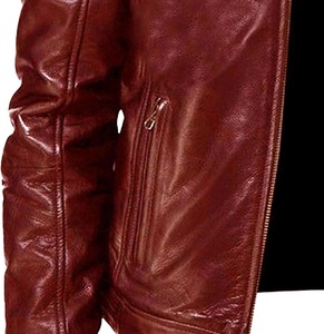 Chaqueta de cuero ajustada para hombre de moda británica de alta calidad en cuello alto negro con procesamiento recubierto - Product Image 6