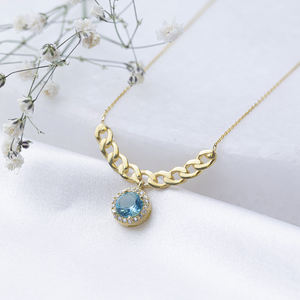 Forma redonda Paraiba CZ piedra encanto collar venta al por Mayor turco 925 joyería de plata colgante hecho a mano - Product Image 4