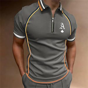 Nueva llegada personalizada algodón poliéster hombres camisetas impresas manga corta cremallera Polo camisa - Product Image 4