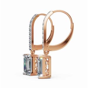 ต่างหูเพชรทรงเหลี่ยมมรกต คลาสสิก ทอง 9 กะรัต พรีเมียม เครื่องประดับเพชรเลี้ยงในห้องปฏิบัติการ ขายส่ง ผู้ผลิต OEM สำหรับส่งออก - Product Image 6