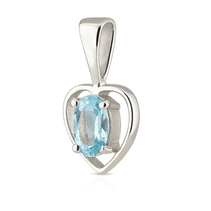 Colgante Unisex Minimalista de Topacio Azul con Corte Ovalado en Plata de Ley Chapada en Rodio para Regalo de Boda, Compromiso o Fiesta - Product Image 3