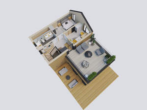 Cómoda casa completamente lista prefabricada ensamblada por módulos diseño moderno KIVLU - Product Image 2