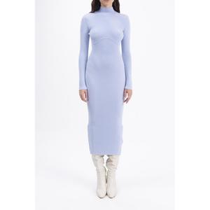 Robe crayon en tricot à col haut - Bleu - Product Image 4