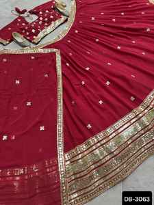 ชุดผ้าจอร์เจียเทียมสไตล์อินเดียสำหรับผู้หญิงชุดปักลายและออกแบบได้ตามลำดับ - Product Image 6