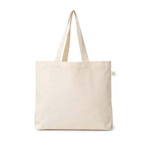 Bolsa de Tela de Algodón Calico Orgánico de Comercio Justo Ecobags, Tamaño Mediano con Cierre de Cremallera, Asas y Logotipo Personalizado para Uso Diario, Regalos y Actividades al Aire Libre - Product Image 1