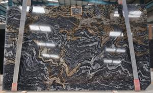 Pierre naturelle de granit d'or de titane de conception moderne dans les formes polies de tuile et de grande dalle - Product Image 6