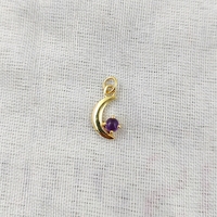 Mini pendentif lune croissante en argent sterling avec sertissage clos en améthyste plaqué or 15 mm, fournitures pour la fabrication de bijoux
