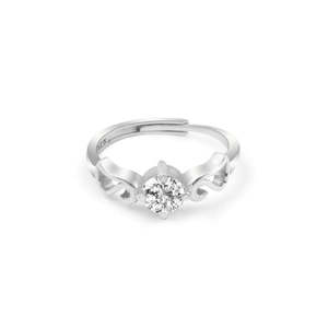 Bague en argent de luxe romantique avec diamant américain, plaqué or 18 carats, taille ajustable, bijou géométrique tendance pour fiançailles - Product Image 4