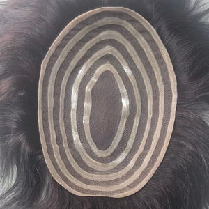 Peluca de Encaje PU para Hombre, Prótesis Capilar de Cabello Remy Indio con Ondas Naturales y Estilos Lacio Rizado, Peso 40-80g - Product Image 1