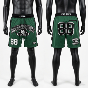 180 GSM Polyester Mesh Green Black Basketball <b>Shorts</b> Sublimation Print Embroidery <b>Patches</b> <b>men's</b> <b>shorts</b> - Product Image 1