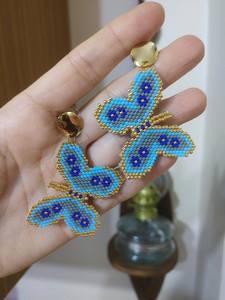 Boucles d'oreilles papillon perlé Bracelet papillon Motif papillon Boucle d'oreille et - Product Image 4