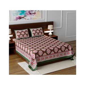 High Quality Indian Made Embroidered Bed Linen In 100% Cotton With <b>Twin</b> Size Screen Print Detail For Boutique Export Markets - Product Image 2