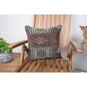 Luxury 16x16 Inch <b>Beige</b> Kilim Patchwork Wool Pillow Vintage Fluffy Woven Design for Sofa Bedding Floor Portable Rustic <b>Throw</b> - Product Image 1