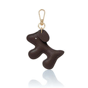 Italian Handmade Leather <b>Dog</b>-Shaped <b>Keyring</b> Bag Charm-PS632-Stylish Keychain Accessory - Product Image 5