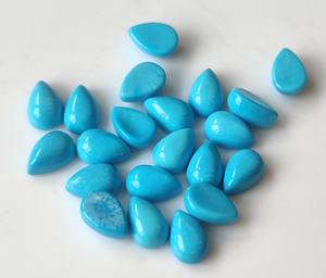 Prix de gros naturel Arizona Turquoise 3x5mm-7x10mm poire Cabochon bleu dos plat pierre précieuse en vrac pour la fabrication de bijoux - Product Image 3