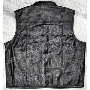 Chaleco de Motocicleta de Cuero Vacuno Personalizado, Informal, Transpirable, para Invierno, con Cierre de Cremallera Genuino y Forro de Satén de Seda - Product Image 3