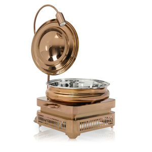 จานอุ่นอาหารสแตนเลสสตีลสีโรสโกลด์พร้อมไฟ LED สำหรับโชว์จานอุ่นอาหารใช้สำหรับงานแต่งงานและงานปาร์ตี้ - Product Image 4