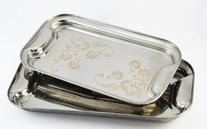 Bandeja para servir de acero inoxidable con acabado de gama alta con mango decorativo para Decoración Bodas hoteles - Product Image 4