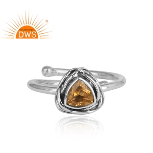 แหวนพลอยซิทรินธรรมชาติสีเงินสเตอร์ลิงออกซิไดซ์ขายดีที่สุดเครื่องประดับแบบวางซ้อนกันได้สำหรับผู้หญิงของขวัญสำหรับผู้หญิงสำหรับเธอ - Product Image 3