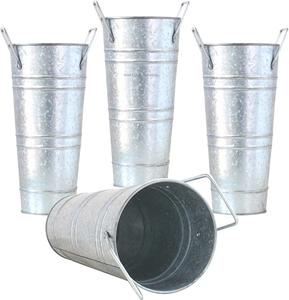 Maceta de metal galvanizado de tamaño alto con asas laterales para el hogar, Patio, jardín, juego de macetas de flores hechas a mano decorativas - Product Image 1