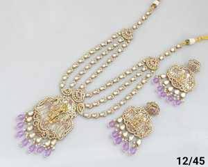 Most Trendy <b>Women</b> Jewellery <b>For</b> Indian Wedding Function CZ Stone Studded With Antique Gold Plated <b>Long</b> Necklace And <b>Earrings</b> Set - Product Image 3