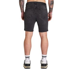 Pantalones cortos ajustados para hombre, ropa de calle moderna con dobladillo cónico de mezclilla gris, pantalones cortos clásicos esenciales de verano de cintura media cómodos - Product Image 3