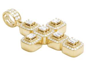 Nouveaux Designs Moissanite Rond Et Baguette Diamant En Argent Sterling S925 Pendentif Croix Religieuse pour Hommes - Product Image 2